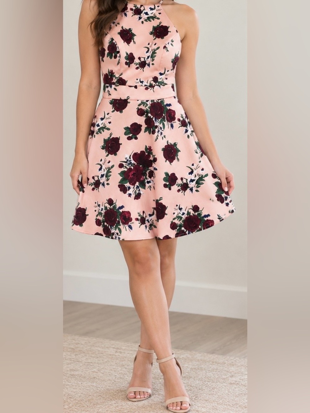 Pink Floral Fit & Flare Dress Size 0